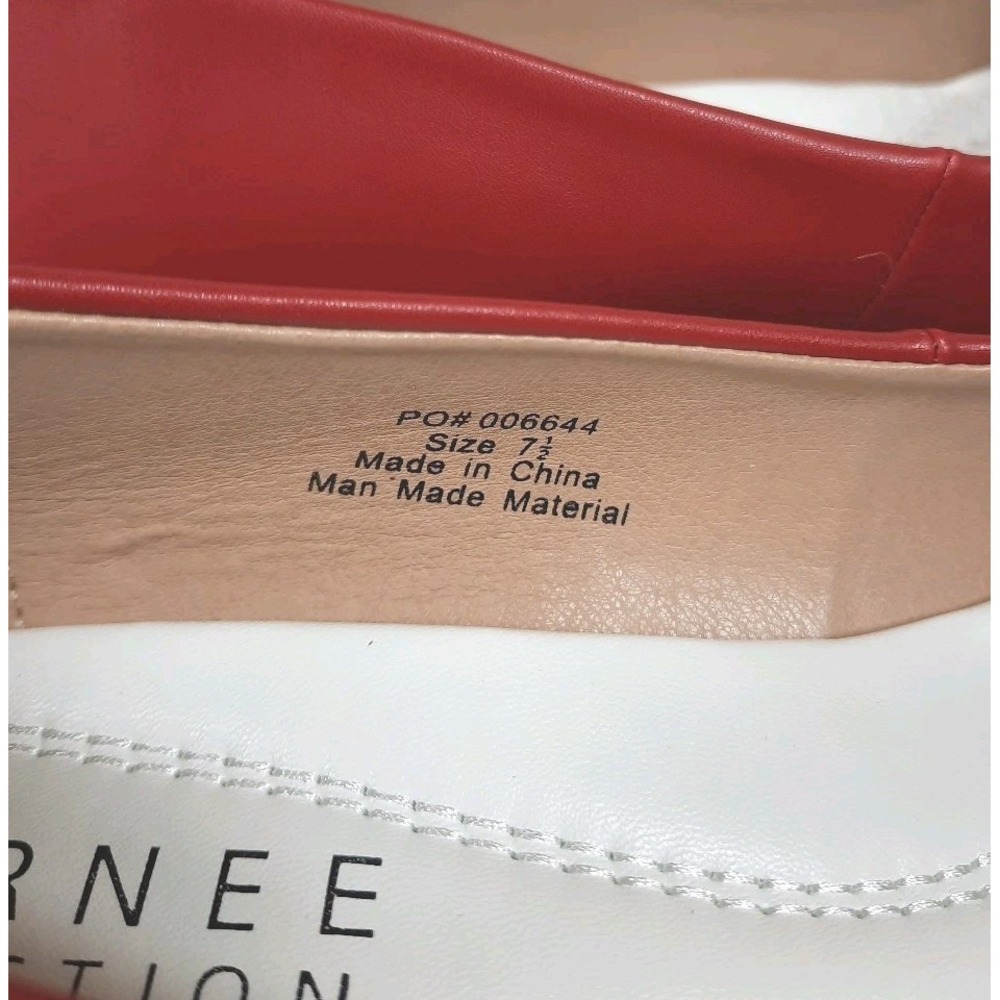 Journee Collection Luu Women's Round Toe Pumps Red Faux Leather US Size 7.5 - Picture 7 of 11